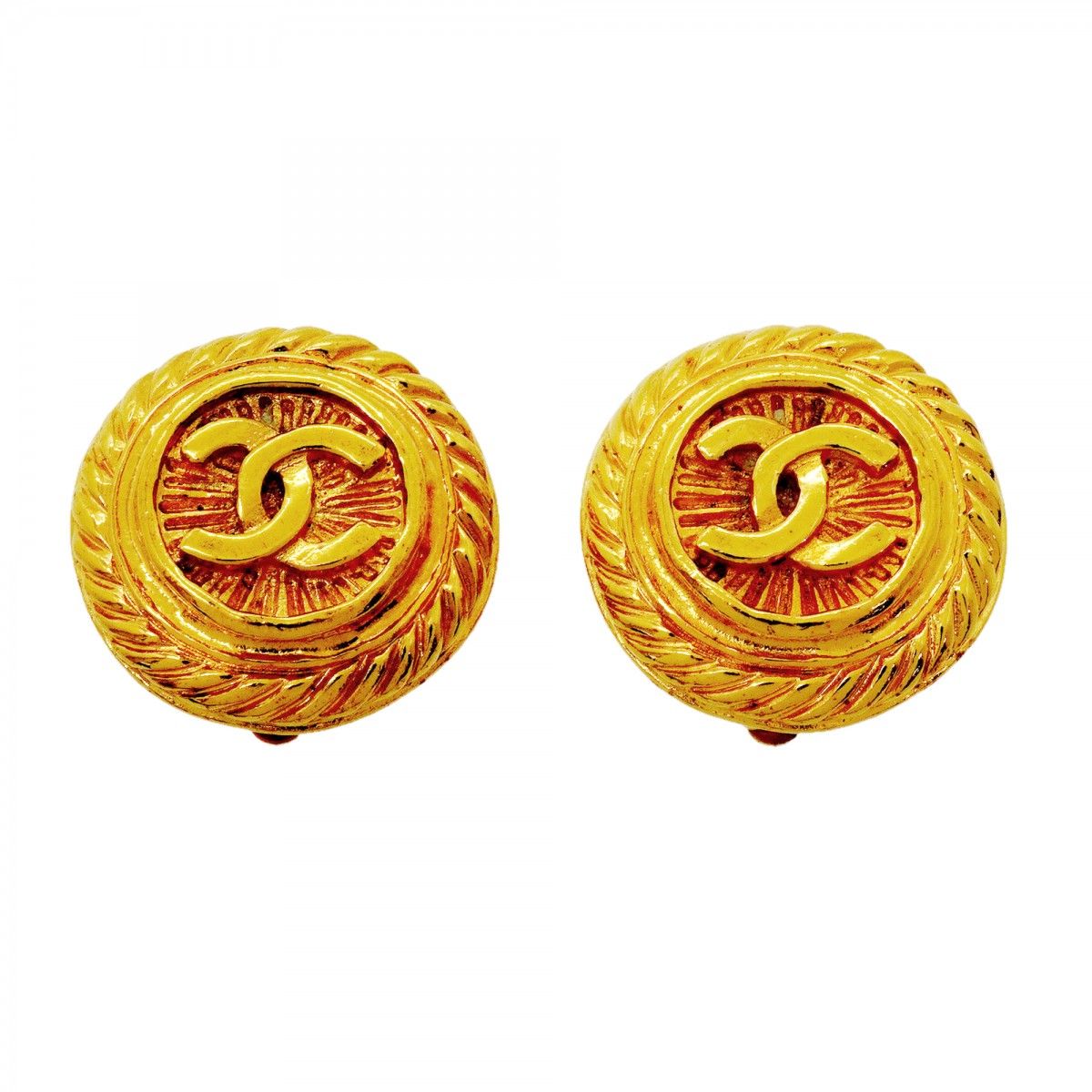 Chanel Earrings Vintage CC Logo Round