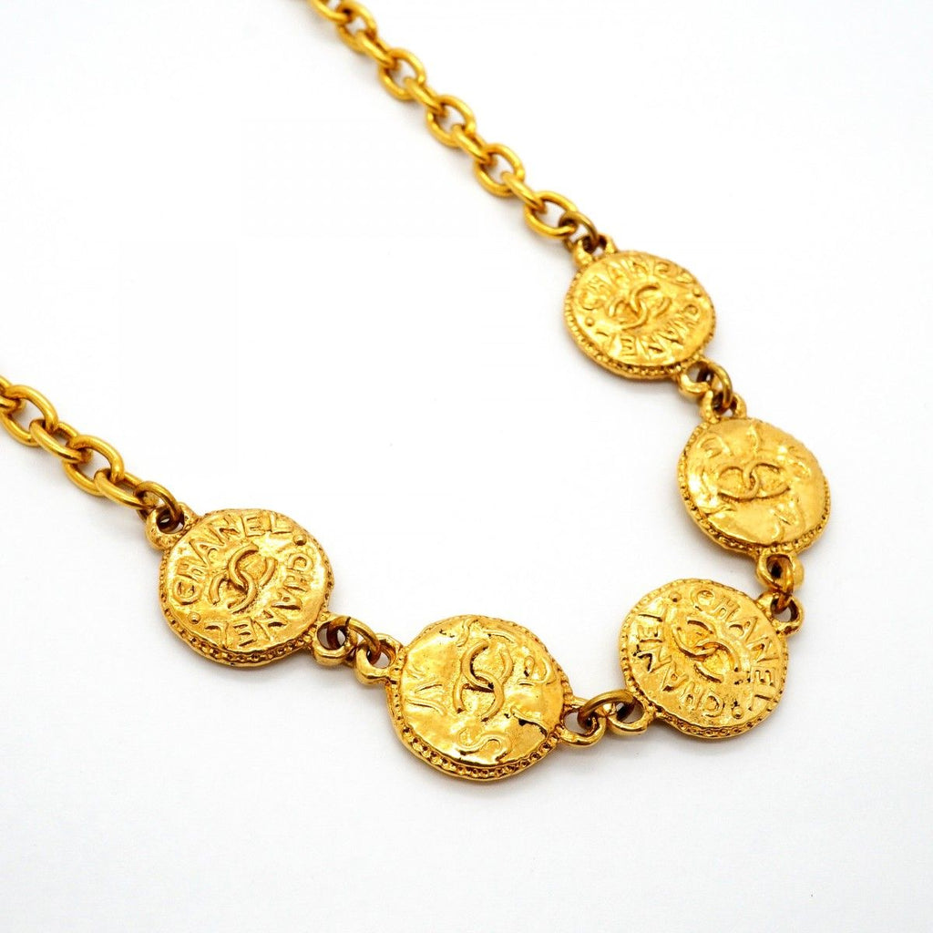 Chanel Necklace Vintage CC Logo Gold Plated — view 2