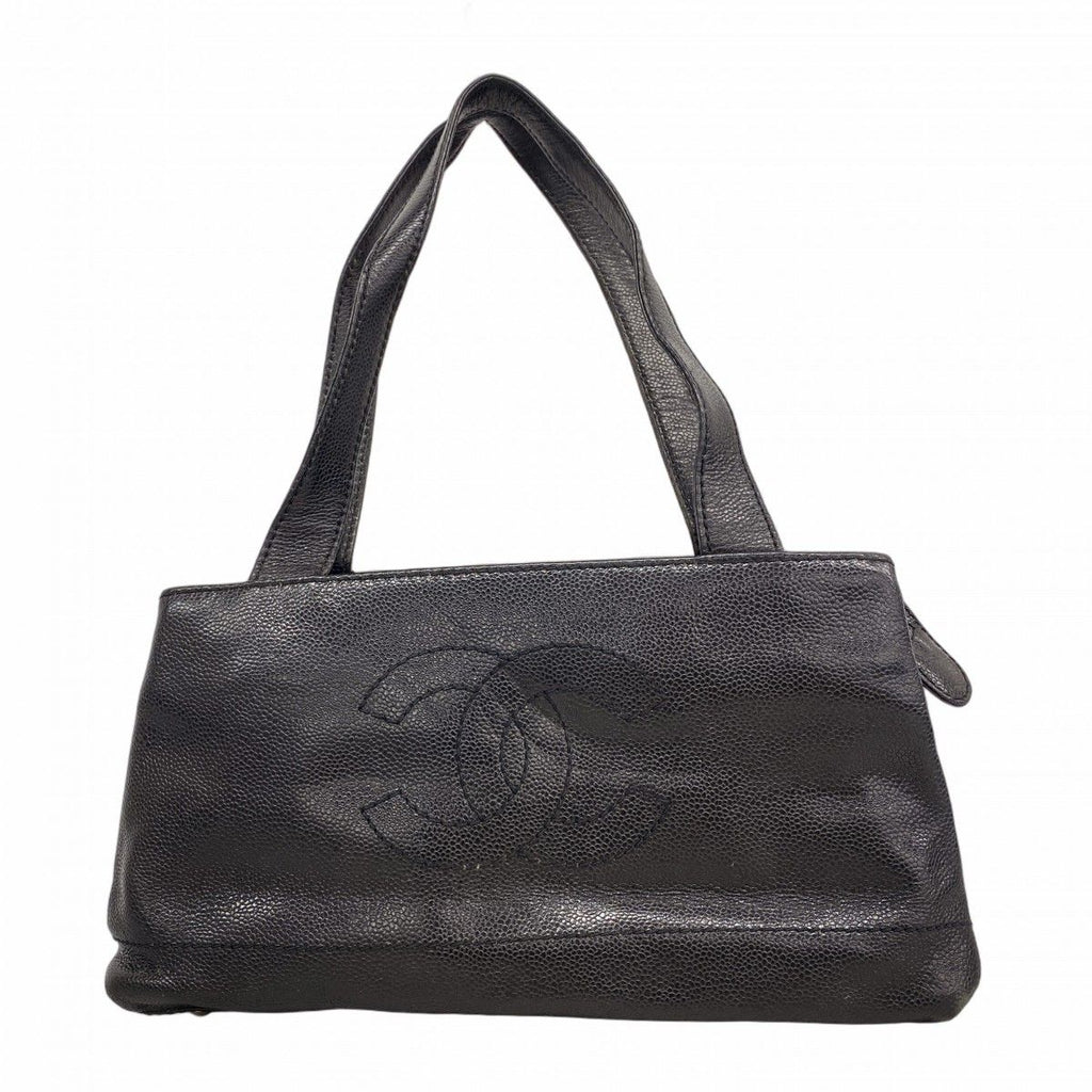 Chanel Handbag Caviar Leather Black Gold