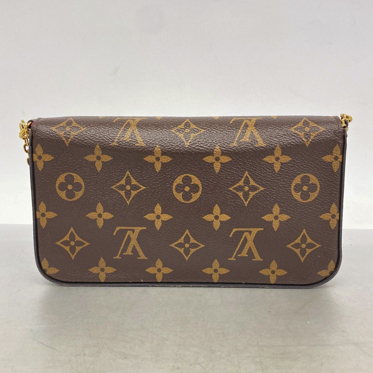 Louis Vuitton Shoulder Wallet Monogram Pochette Felicity Brown Fuchsia — view 9