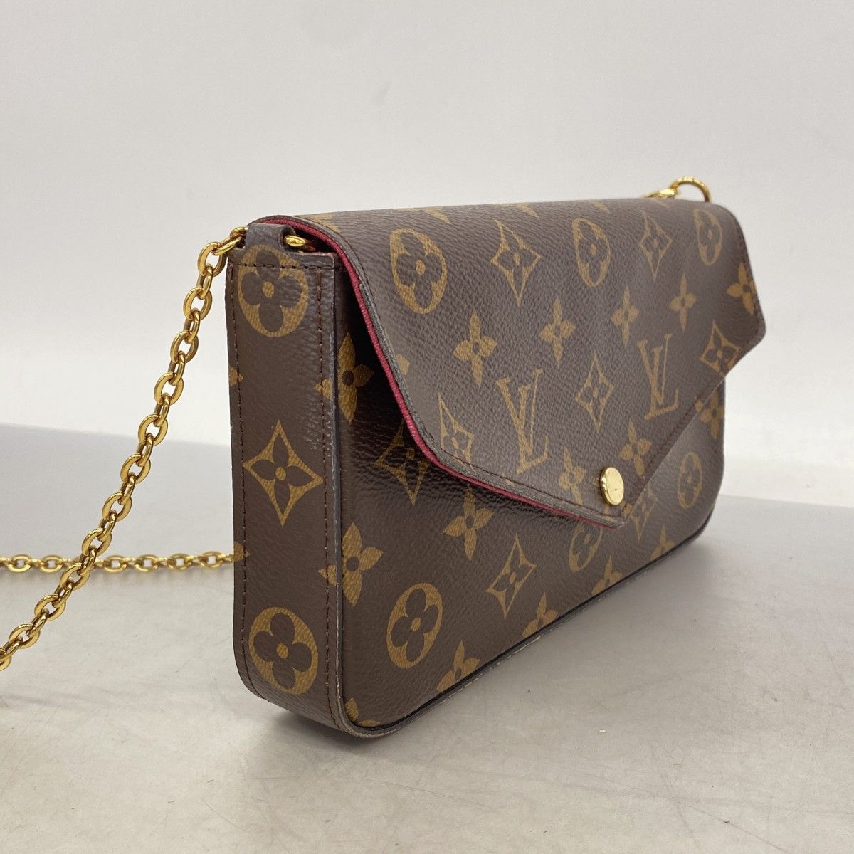 Louis Vuitton Shoulder Wallet Monogram Pochette Felicity Brown Fuchsia — view 2