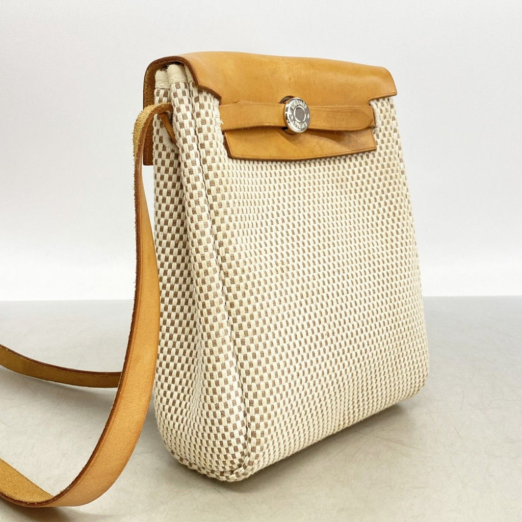 Hermes Shoulder Bag Herbag TPM Toile GM Natural Silver — view 2