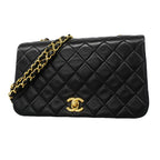 Chanel Shoulder Bag Quilted Lambskin Black Gold