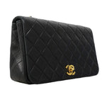 Chanel Shoulder Bag Quilted Lambskin Black Gold — view 2