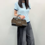 Loewe Anagram Amazona 28 Handbag Suede Leather Brown Vintage