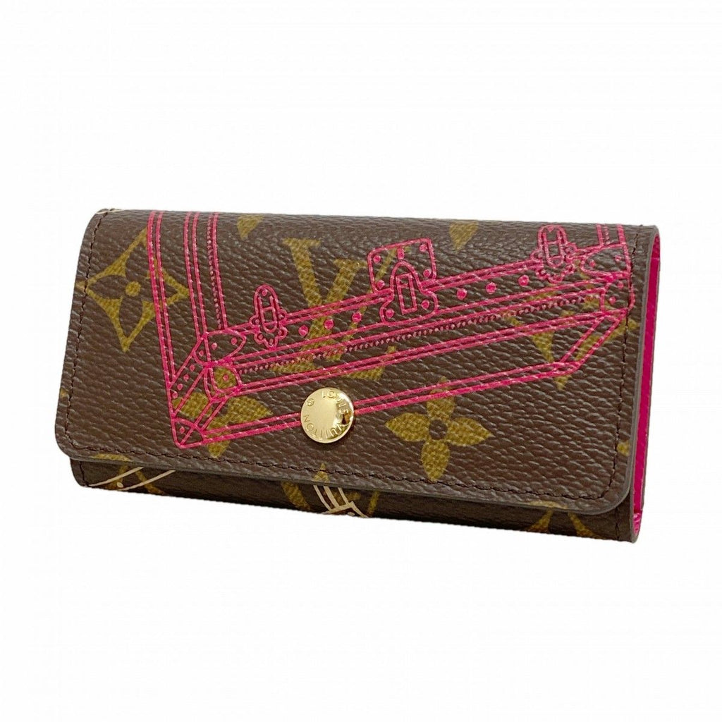 Louis Vuitton Key Case Monogram Trunk Multicles 4 Brown Pink
