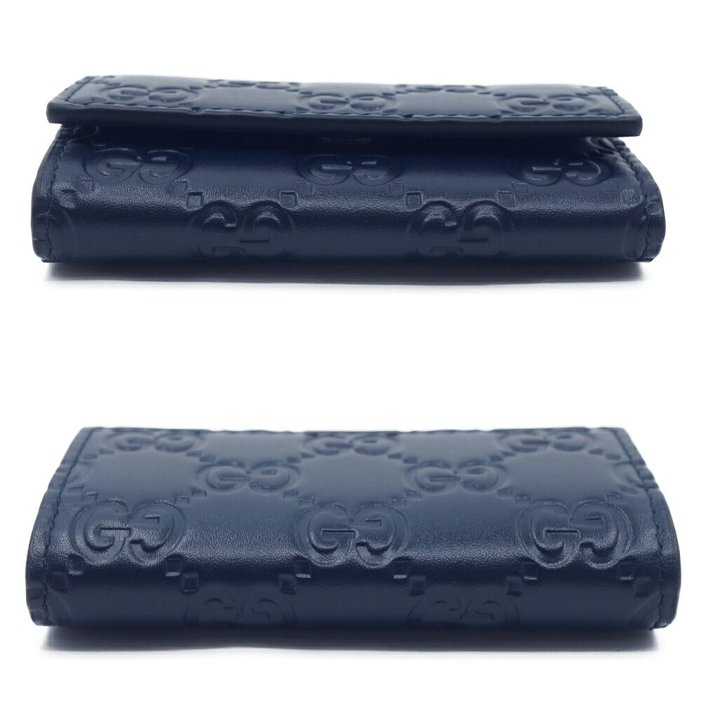Gucci Key Case 6 Navy Leather Silver Key Holder — view 4