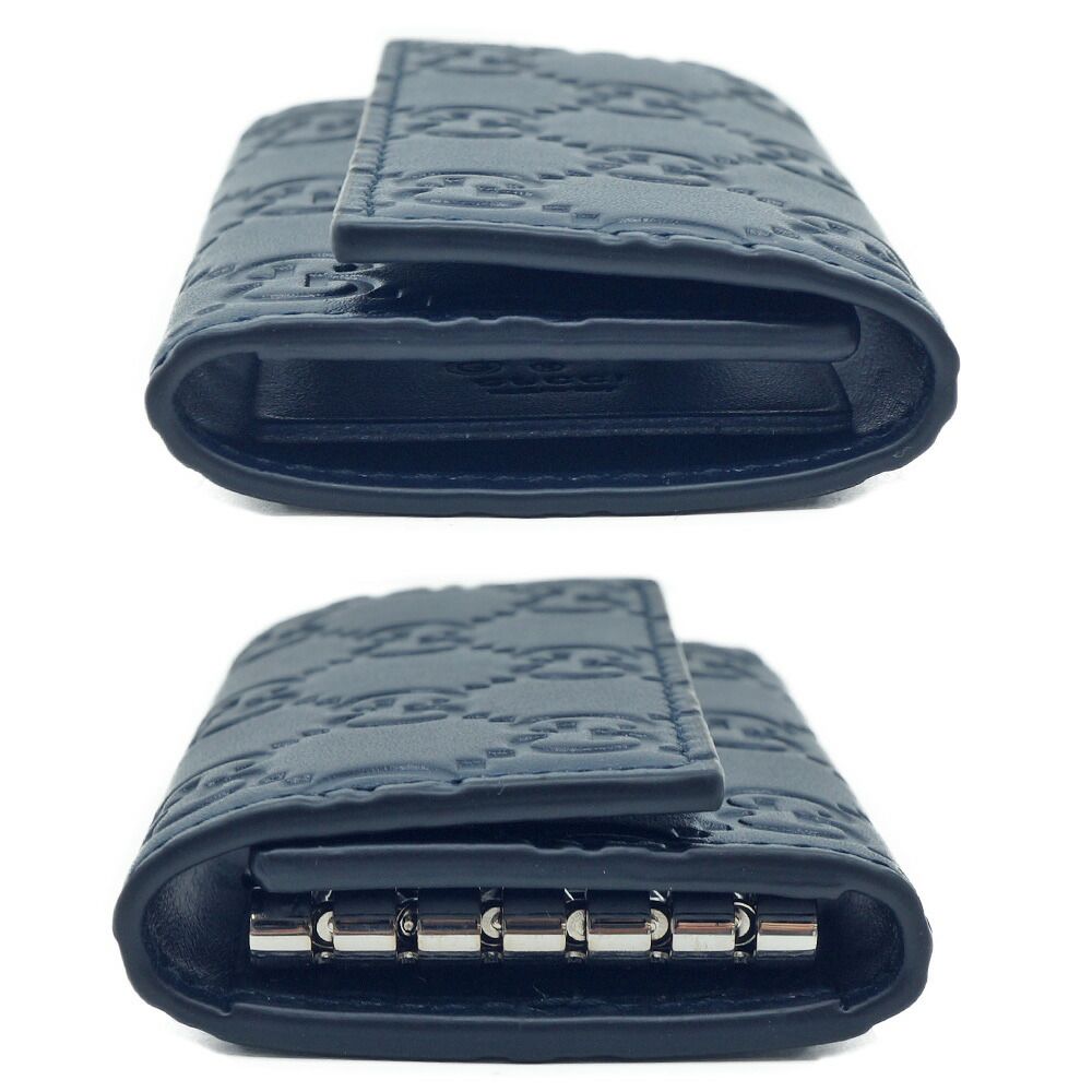 Gucci Key Case 6 Navy Leather Silver Key Holder — view 3