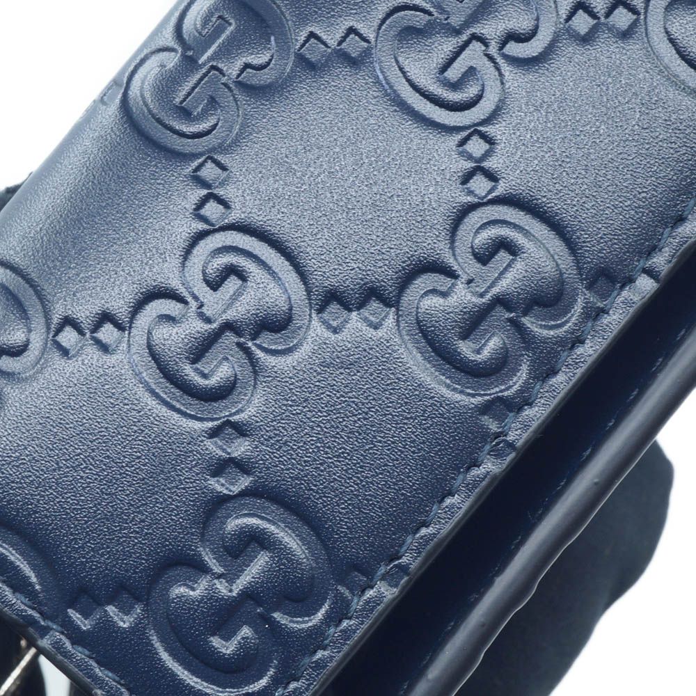 Gucci Key Case 6 Navy Leather Silver Key Holder — view 9