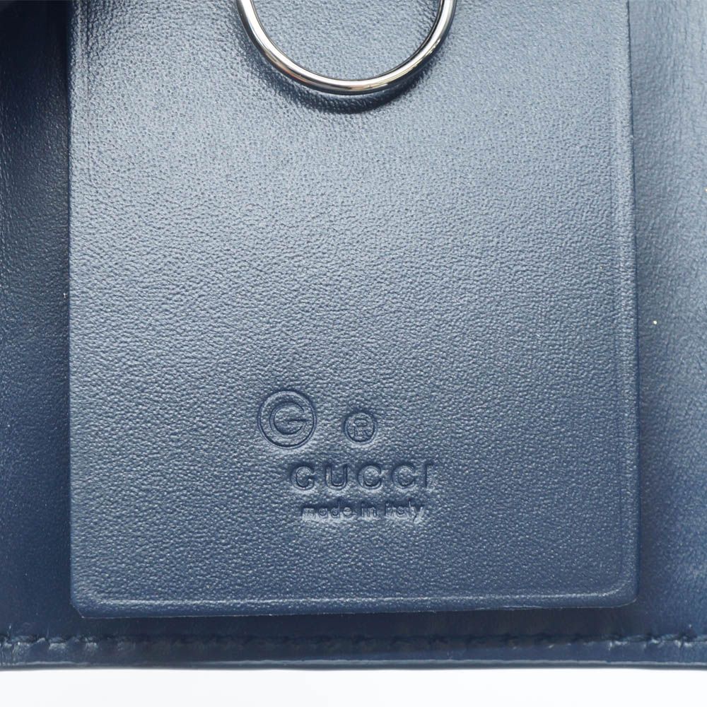 Gucci Key Case 6 Navy Leather Silver Key Holder — view 7