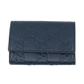 Gucci Key Case 6 Navy Leather Silver Key Holder