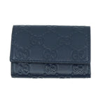 Gucci Key Case 6 Navy Leather Silver Key Holder