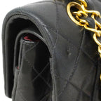Chanel Shoulder Bag Quilted Lambskin Black Gold — view 7