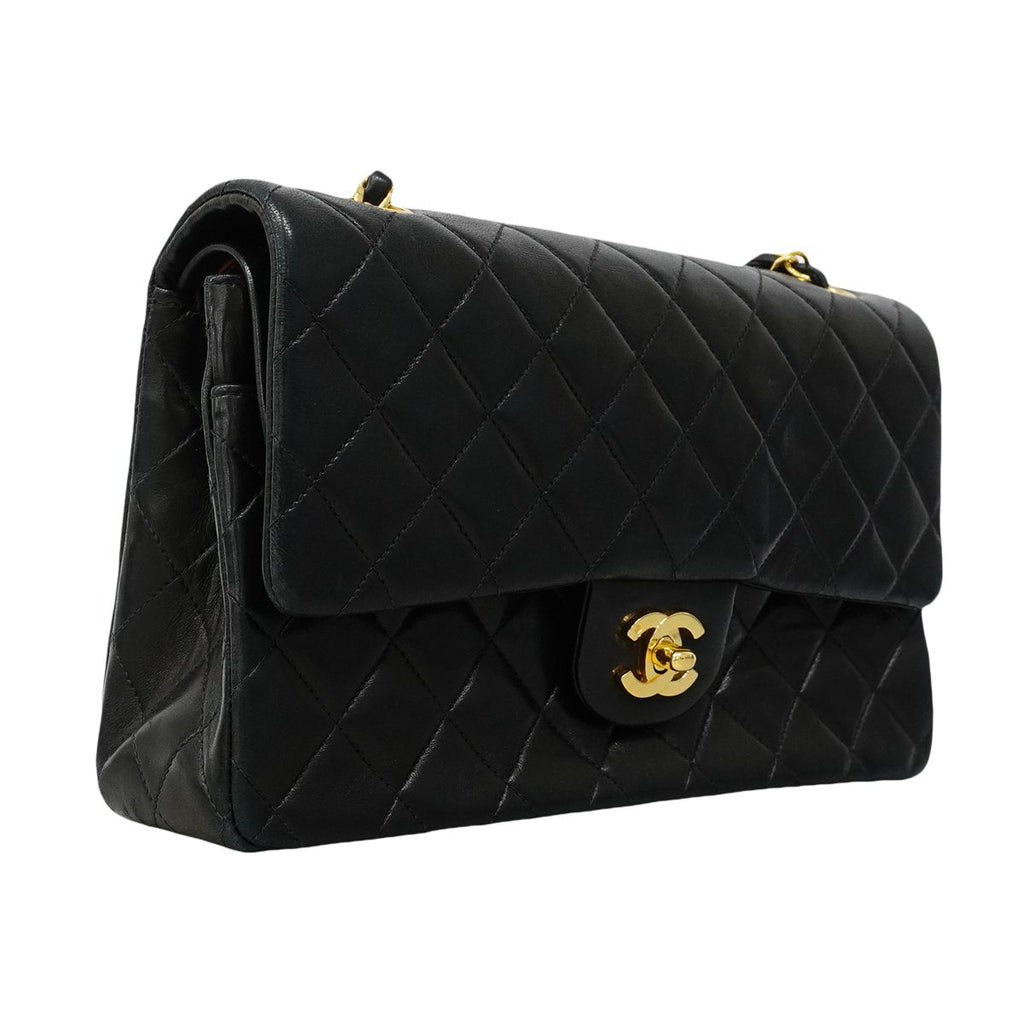 Chanel Shoulder Bag Quilted Lambskin Black Gold — view 2