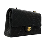 Chanel Shoulder Bag Quilted Lambskin Black Gold — view 2