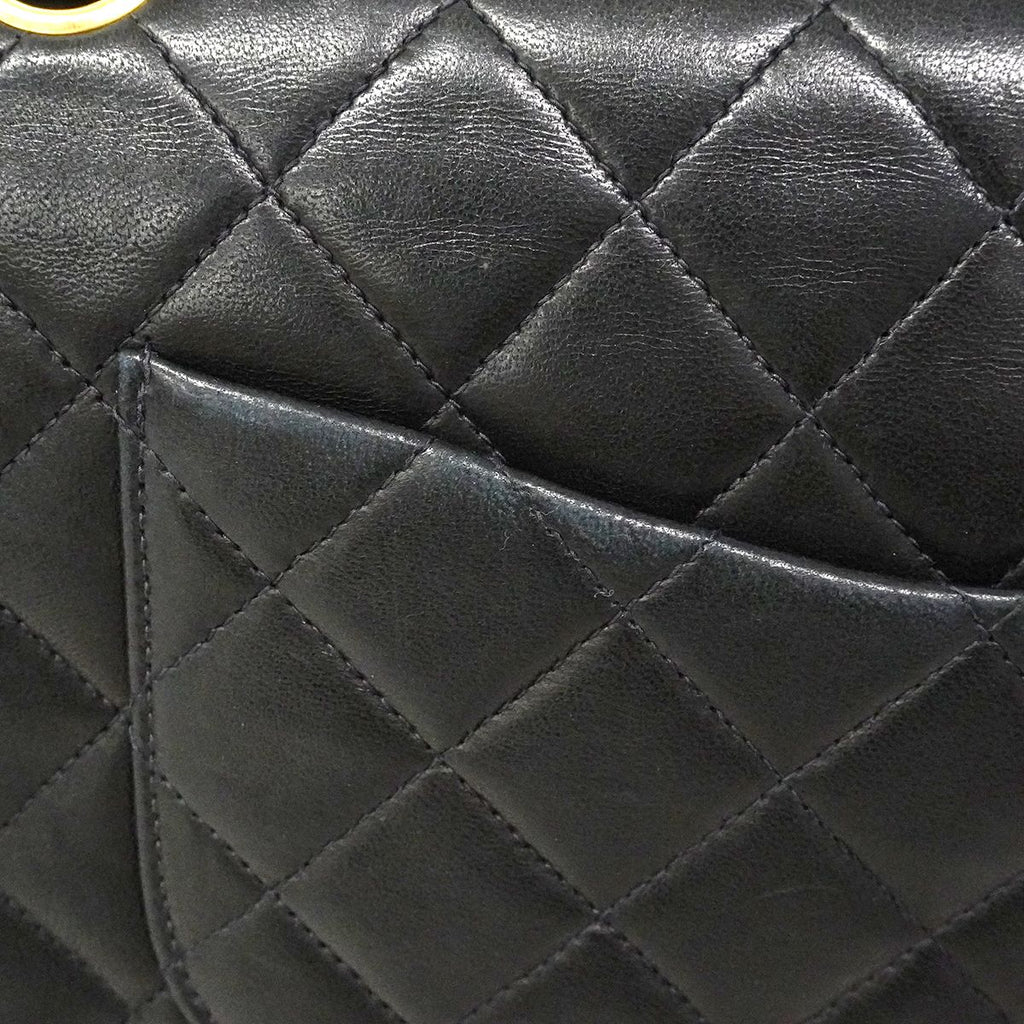 Chanel Shoulder Bag Quilted Lambskin Black Gold — view 8