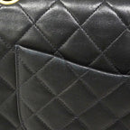 Chanel Shoulder Bag Quilted Lambskin Black Gold — view 8