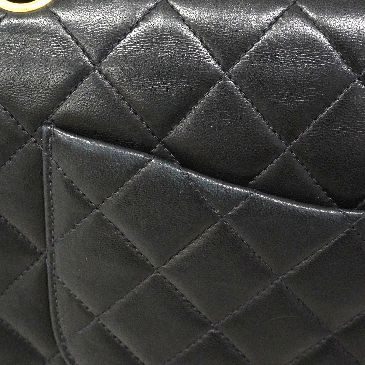 Chanel Shoulder Bag Quilted Lambskin Black Gold — view 8
