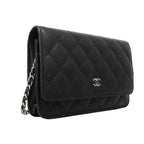 Chanel Shoulder Wallet Quilted Caviar Leather Black Silver — view 2