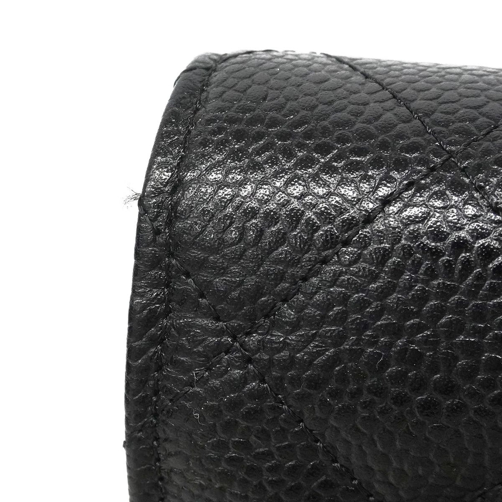 Chanel Shoulder Wallet Quilted Caviar Leather Black Silver — view 7