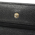 Chanel Shoulder Wallet Quilted Caviar Leather Black Silver — view 6