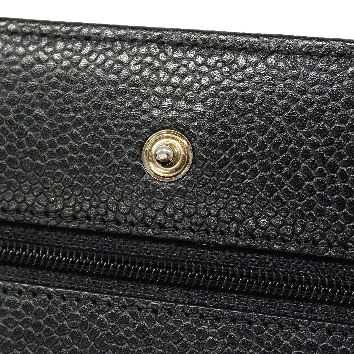 Chanel Shoulder Wallet Quilted Caviar Leather Black Silver — view 6