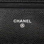 Chanel Shoulder Wallet Quilted Caviar Leather Black Silver — view 5