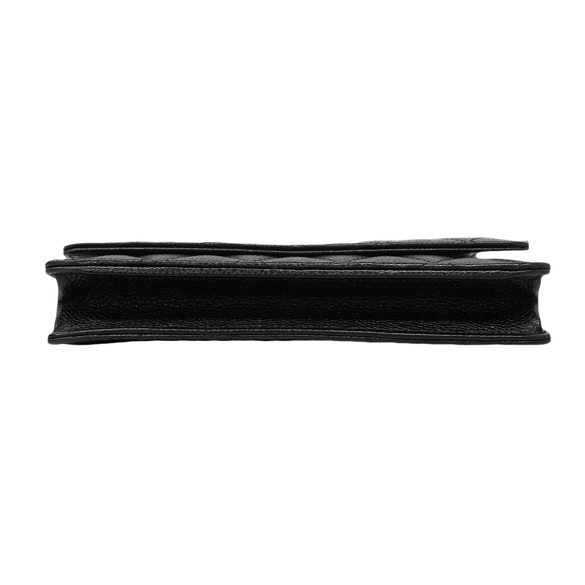 Chanel Shoulder Wallet Quilted Caviar Leather Black Silver — view 3