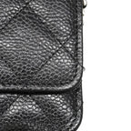Chanel Shoulder Wallet Quilted Caviar Leather Black Silver — view 8