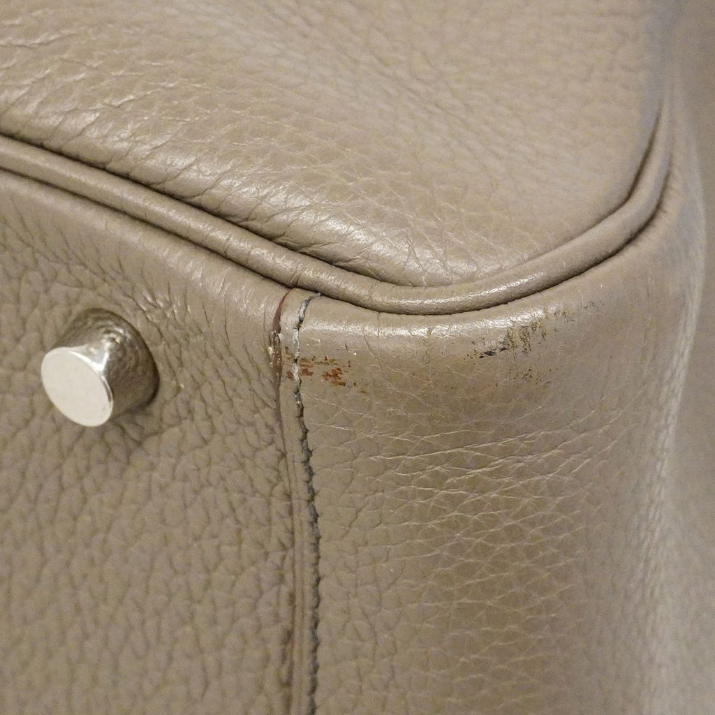 Hermes Handbag Lindy 30 Verso Taurillon Clemence Etain Blue Indigo Silver 2-Way — view 6