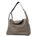 Hermes Handbag Lindy 30 Verso Taurillon Clemence Etain Blue Indigo Silver 2-Way