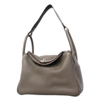 Hermes Handbag Lindy 30 Verso Taurillon Clemence Etain Blue Indigo Silver 2-Way