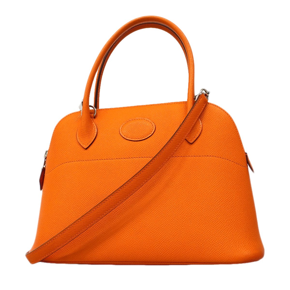 Hermes Handbag Bolide 27 Veau Epsom Orange Silver 2-Way