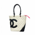 Chanel Tote Cambon Lambskin White Silver