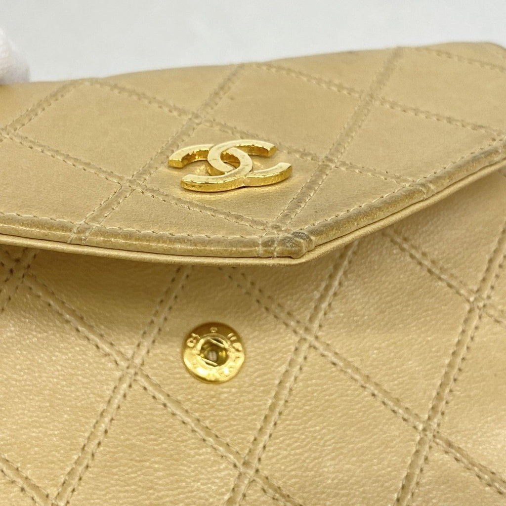 Chanel Wallet Bicolor Leather Beige Gold — view 8