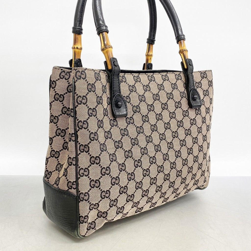 Gucci Tote GG Canvas Bamboo Black Beige Silver — view 2