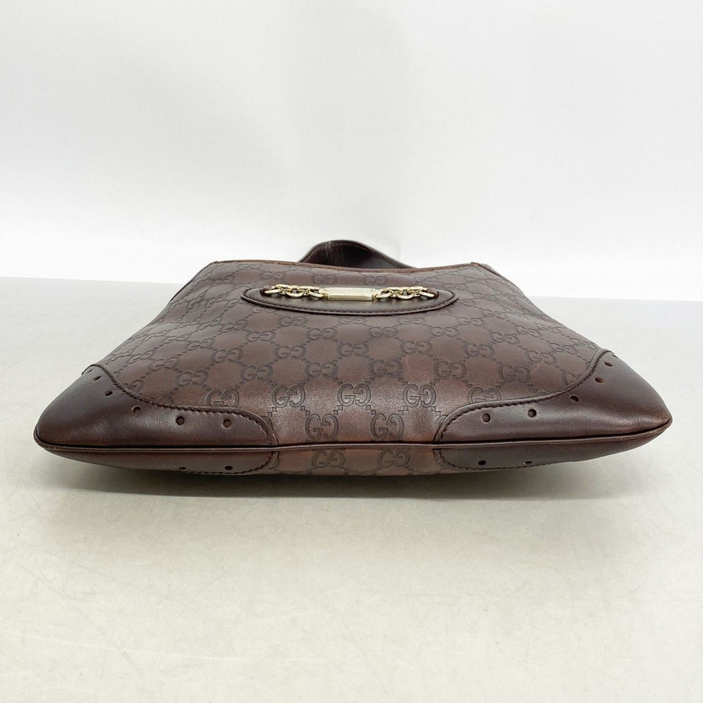 Gucci Shoulder Bag Guccissima Leather Dark Brown Chien Pants Gold — view 3