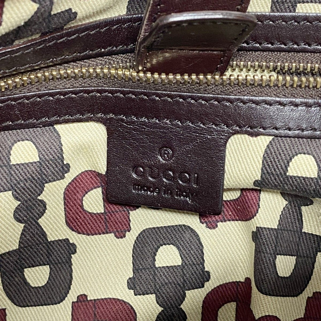 Gucci Shoulder Bag Guccissima Leather Dark Brown Chien Pants Gold — view 5