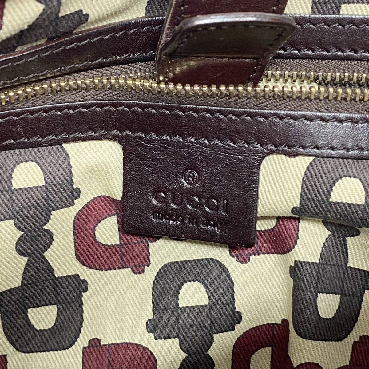 Gucci Shoulder Bag Guccissima Leather Dark Brown Chien Pants Gold — view 5