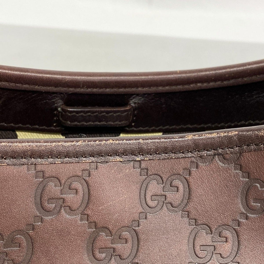 Gucci Shoulder Bag Guccissima Leather Dark Brown Chien Pants Gold — view 7