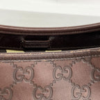 Gucci Shoulder Bag Guccissima Leather Dark Brown Chien Pants Gold — view 7