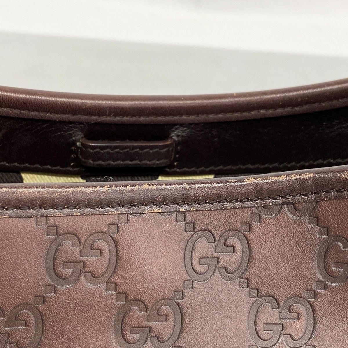 Gucci Shoulder Bag Guccissima Leather Dark Brown Chien Pants Gold — view 7
