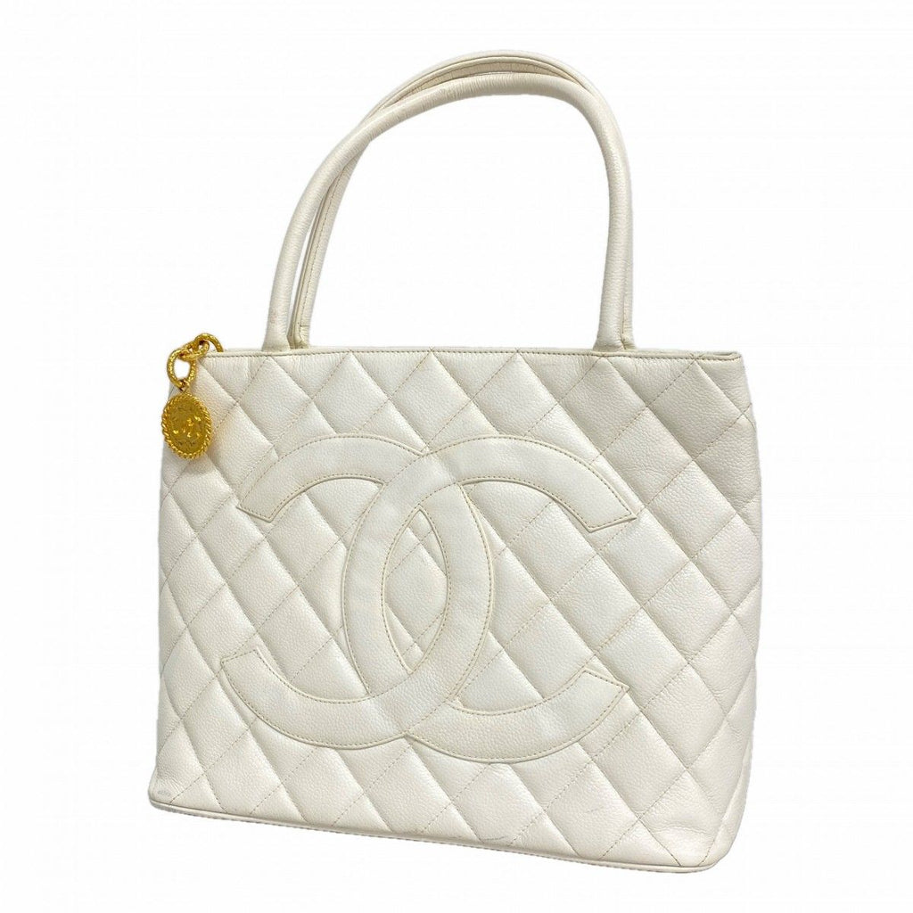 Chanel Tote Reissue Caviar Leather White Gold