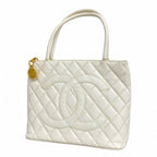 Chanel Tote Reissue Caviar Leather White Gold