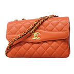 Chanel Shoulder Bag Quilted Lambskin Pink Red Gold