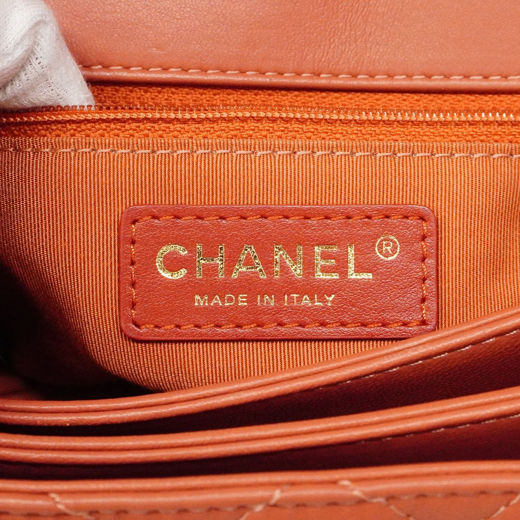 Chanel Shoulder Bag Quilted Lambskin Pink Red Gold — view 5