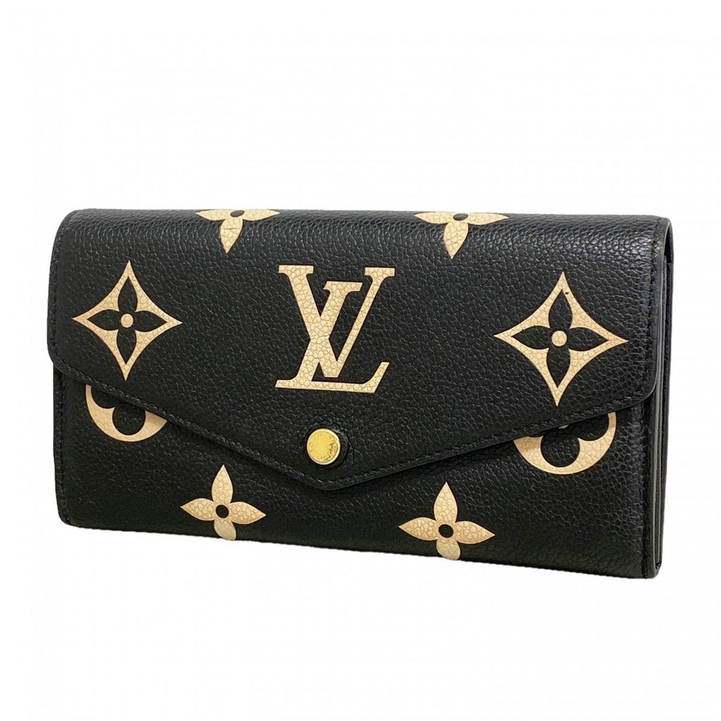Louis Vuitton Wallet Monogram Empreinte Bicolor Portefeuille Sarah Black Beige