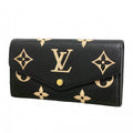 Louis Vuitton Wallet Monogram Empreinte Bicolor Portefeuille Sarah Black Beige
