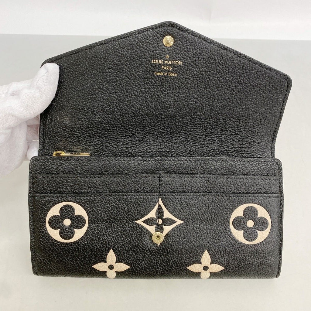Louis Vuitton Wallet Monogram Empreinte Bicolor Portefeuille Sarah Black Beige — view 8