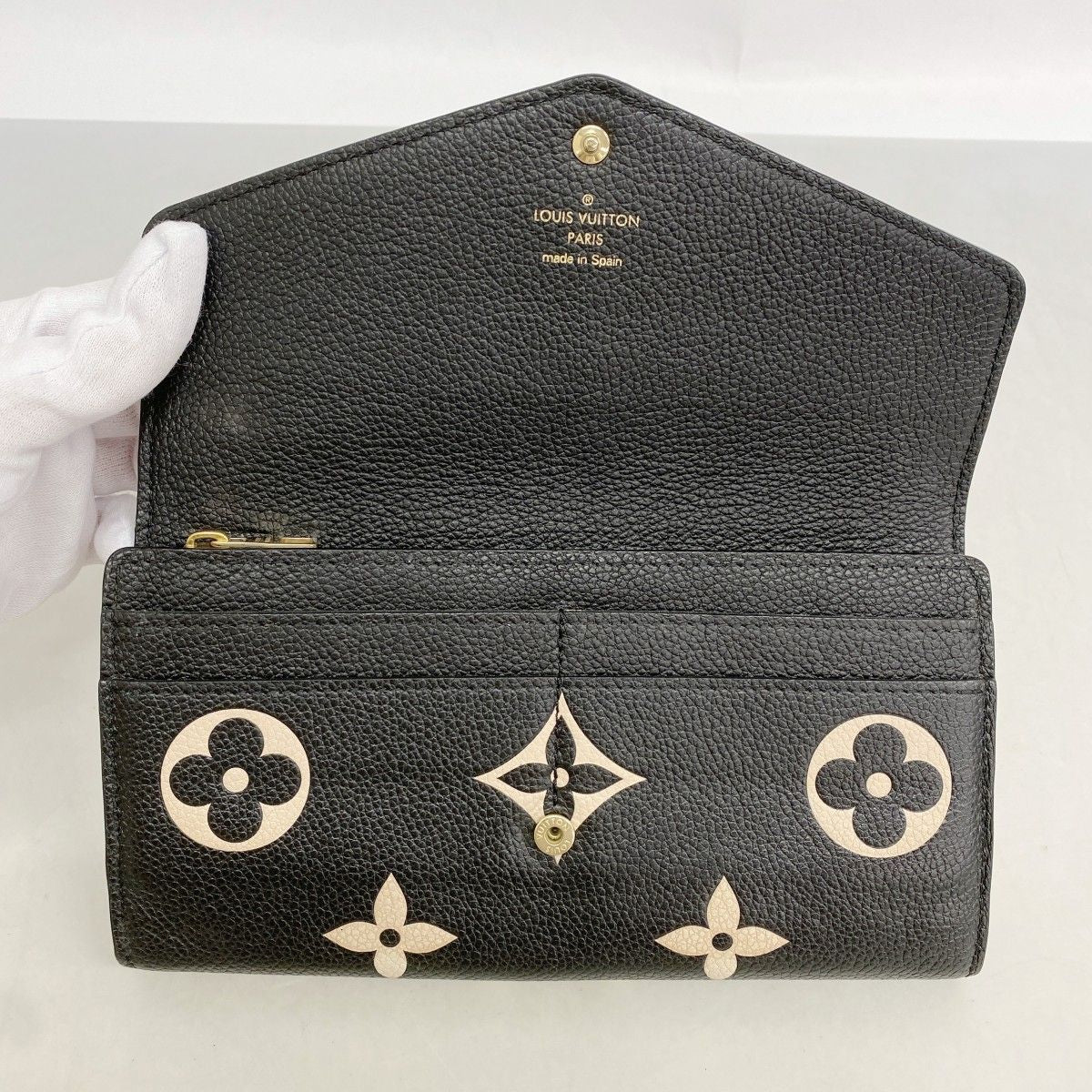 Louis Vuitton Wallet Monogram Empreinte Bicolor Portefeuille Sarah Black Beige — view 8